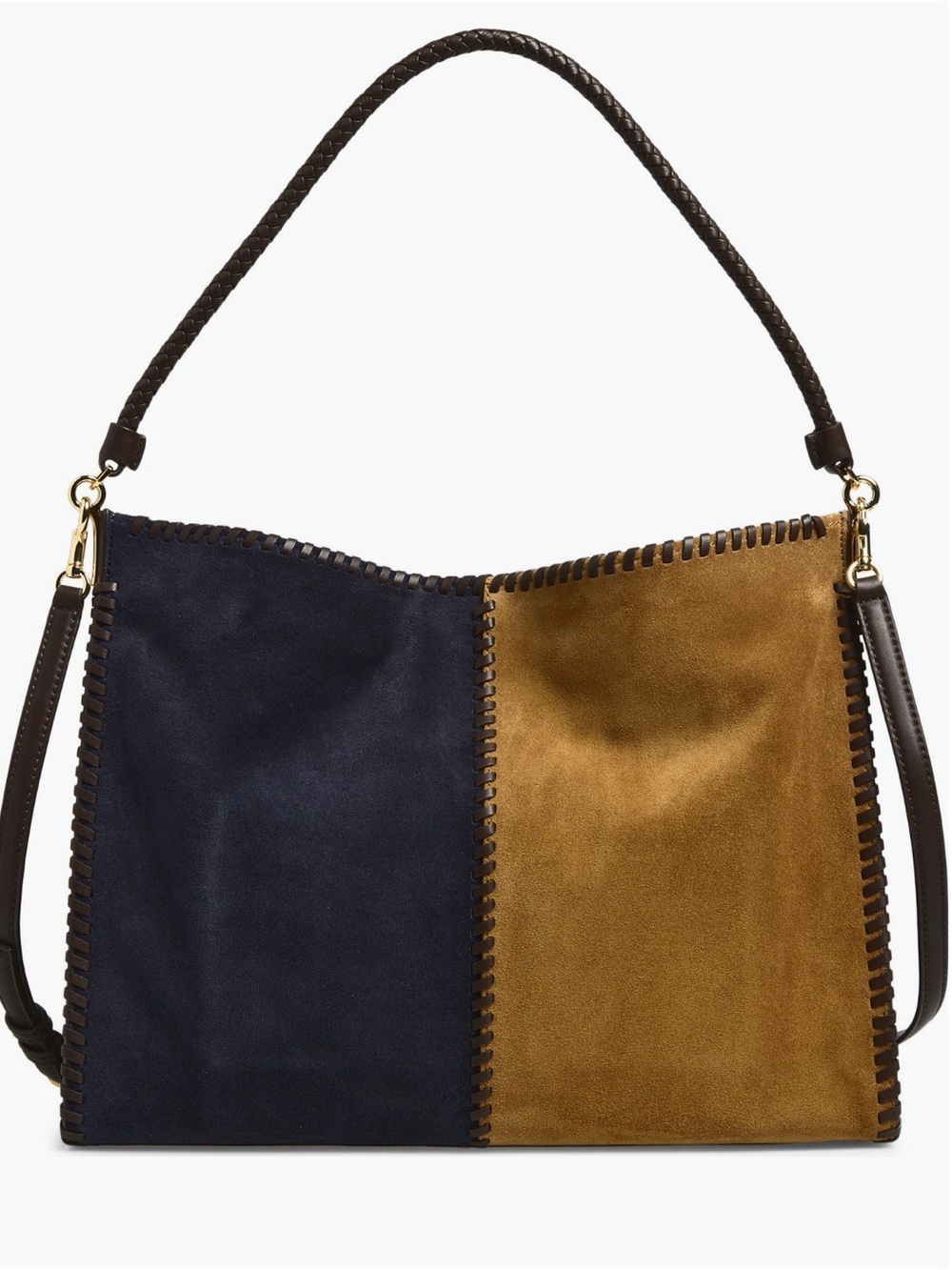 NWT Veronica Beard Vida Colorblock Suede Hobo Bag - Picture 13 of 16